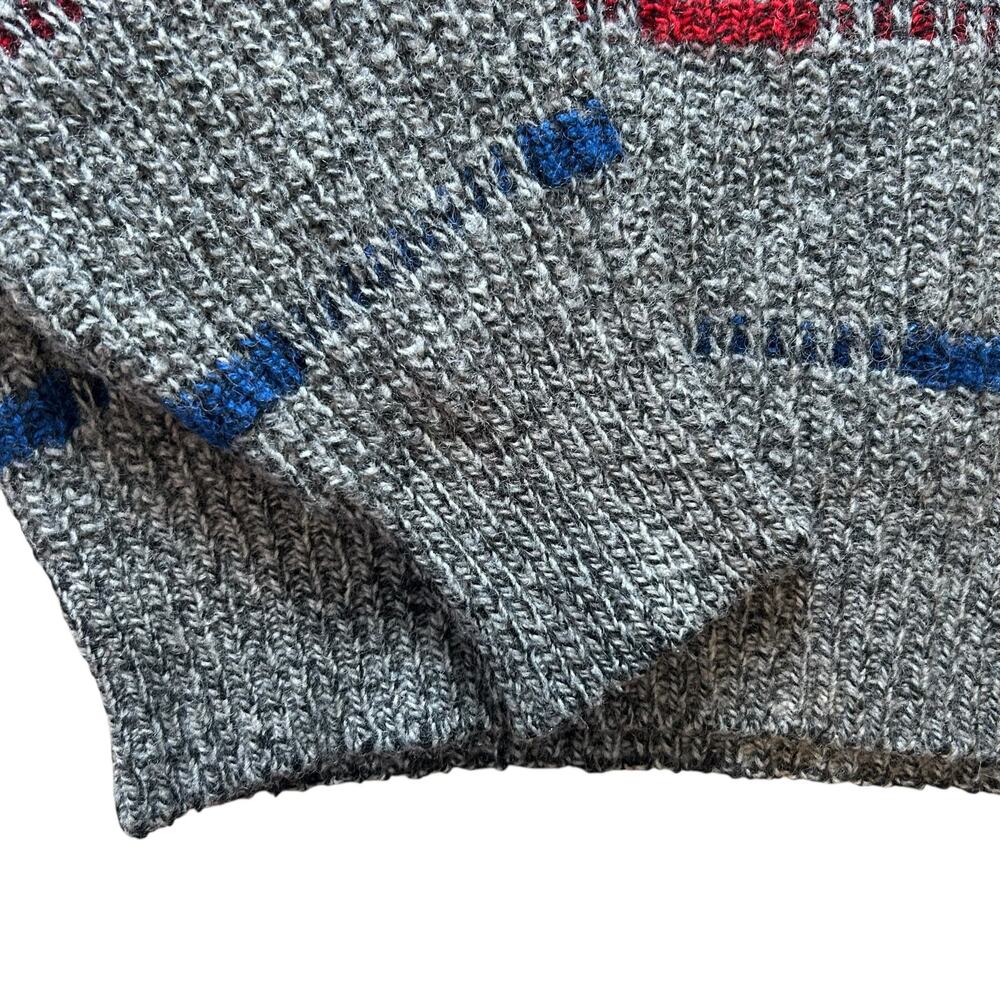 Vintage Gray Wool Sweater Men Sz Large 80s Dadcore Scandinavian Knit Retro Artsy - Picture 12 of 16